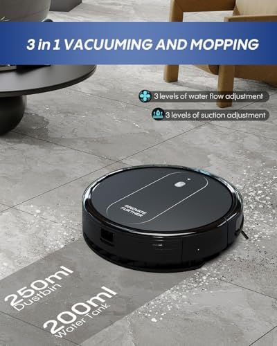 3-in-1 Robot Vacuum and Mop 4000Pa Strong Suction Robot Vacuum Cleaner & Smart Navigation & Alexa/APP Control & Central Brush & Auto Recharge, Vacuum Robot for Pet Hair, Hard Floors & Low-Pile Rugs - Image 3
