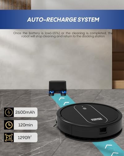 3-in-1 Robot Vacuum and Mop 4000Pa Strong Suction Robot Vacuum Cleaner & Smart Navigation & Alexa/APP Control & Central Brush & Auto Recharge, Vacuum Robot for Pet Hair, Hard Floors & Low-Pile Rugs - Image 6