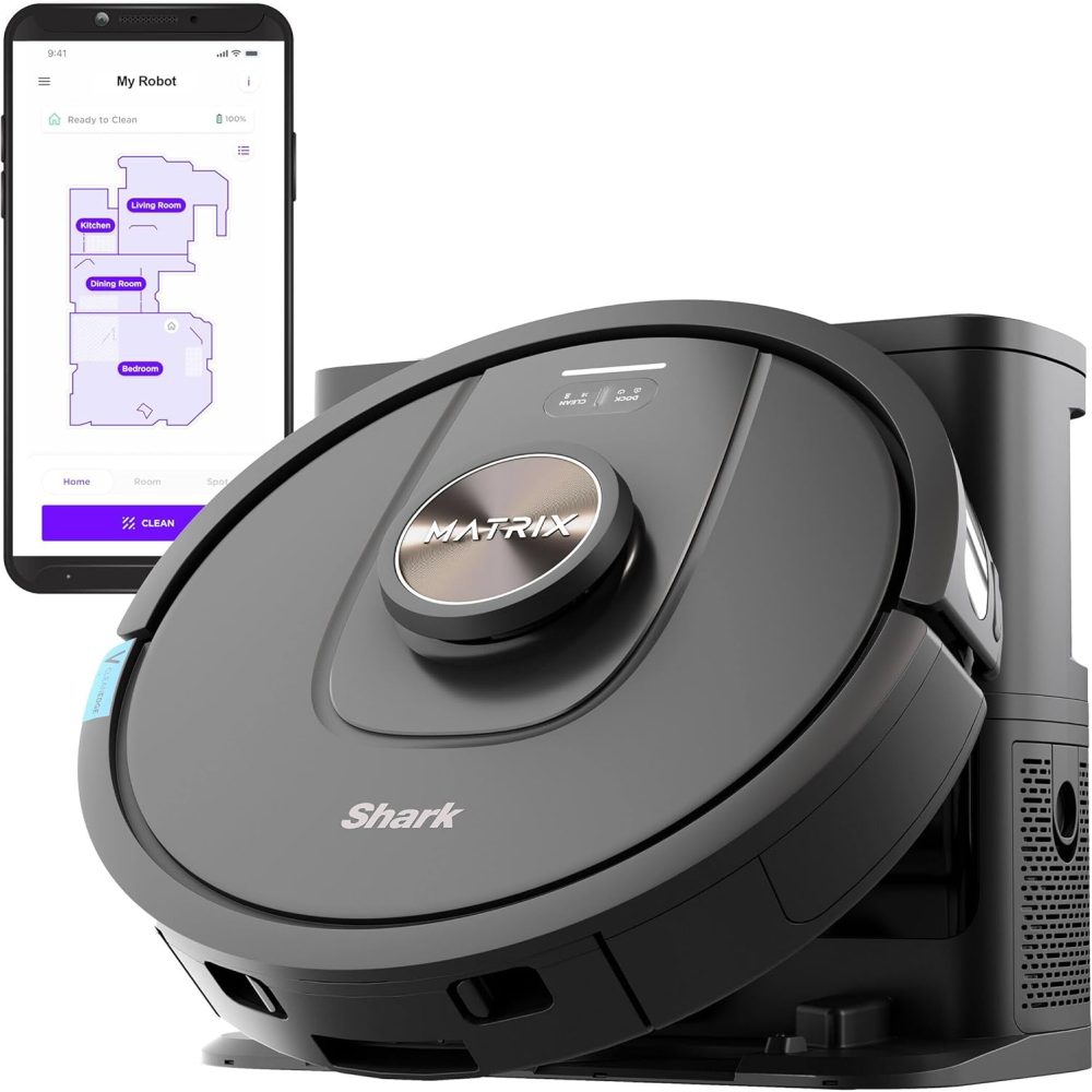 Shark UR2360S Ultra Robot Vacuum, with Matrix Clean, Precision Mapping, 30-Day Capacity HEPA Bagless Self Empty Base, Self-Cleaning Brushroll Perfect for Pet Hair, WiFi, Black (Renewed)