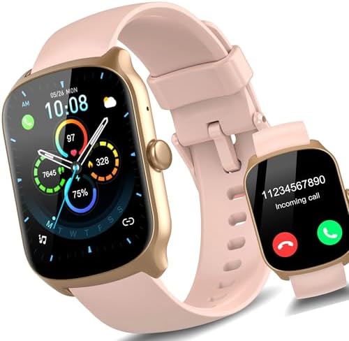 Smartwatch for Men Women, Fitness Watch with Steps Monitor, IP68 Waterproof Activity Trackers, Pink