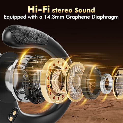 Wireless Earbuds, Sports Bluetooth Headphones, 80Hrs Playtime Ear Buds with LED Power Display, Noise Canceling Headset, IPX7 Waterproof Earphones for Workout/Running (Black) - Image 3